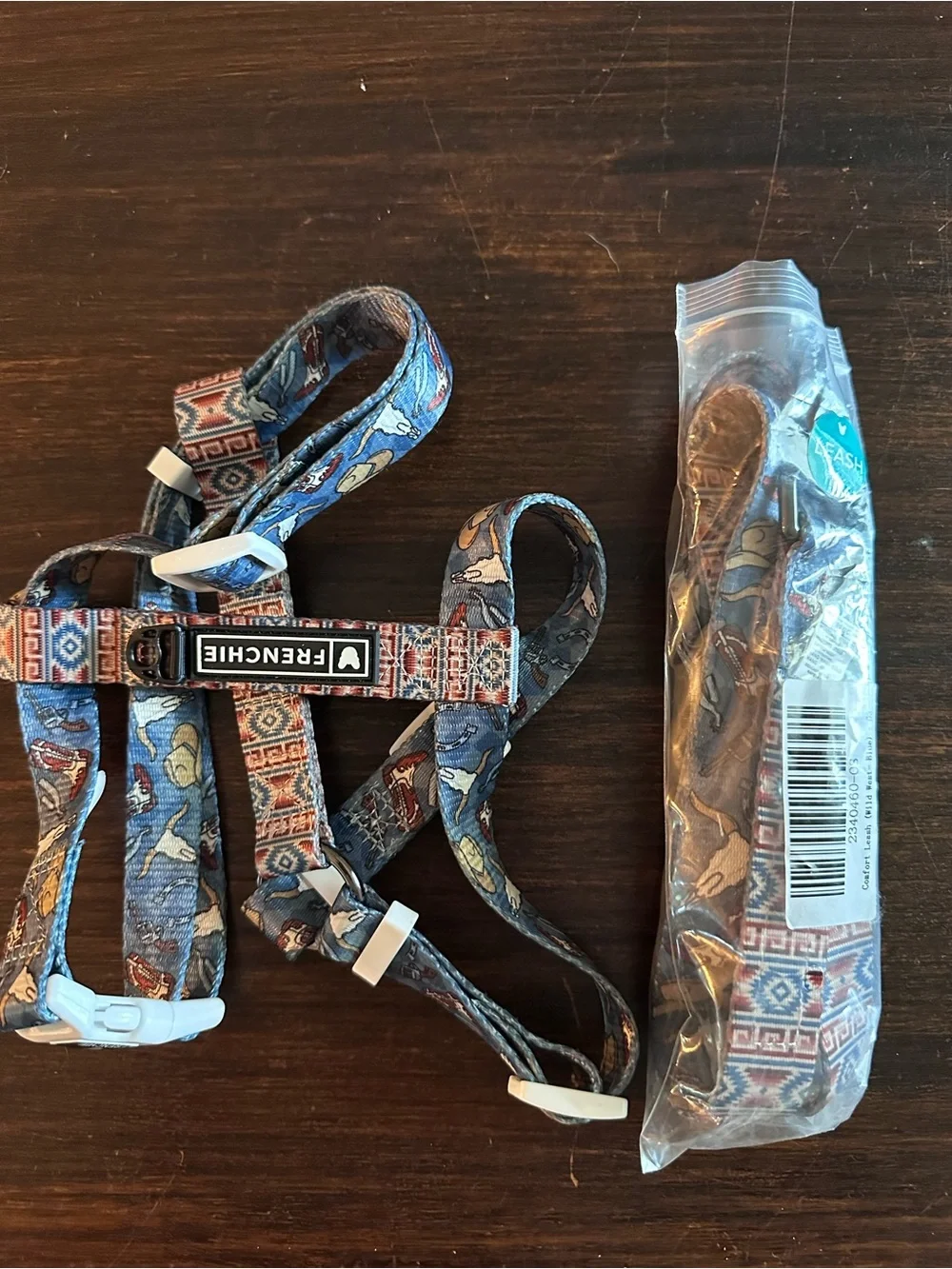 Frenchie Co. Western Patterned Dog Harness with Matching Leash